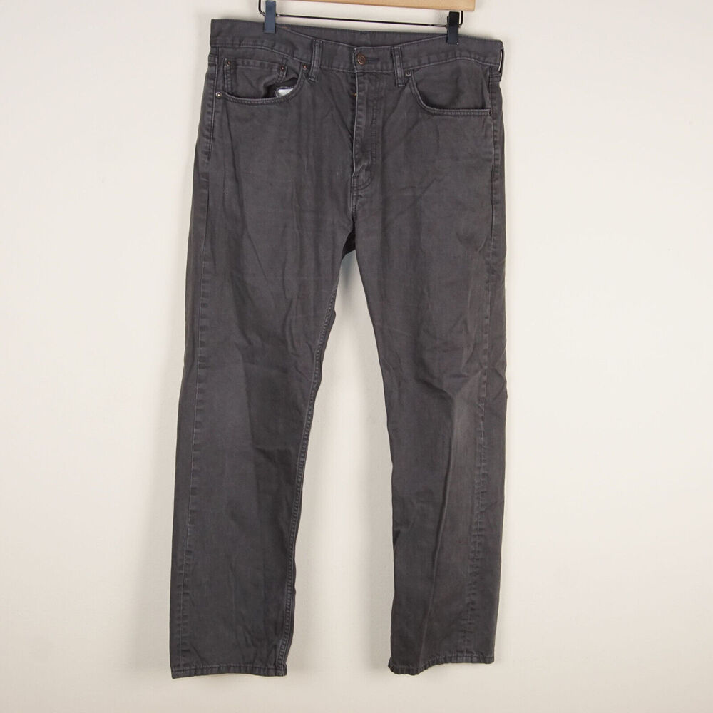 Levis 505 Dark Gray Regular Fit Jeans Mens Sz 36 x 30